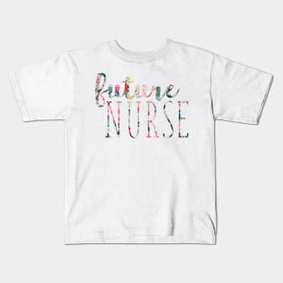 Navy Floral Future Nurse Kids T-Shirt